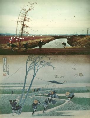 A Sudden Gust of Wind; Dramatic Woodblock Print and Vivid Depiction of Everyday Life!